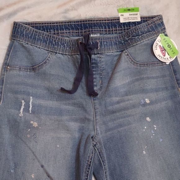 Justice Pull On Elastic Waist Jeggings made with Recycled Plastic Sz 16Plus - Picture 8 of 14